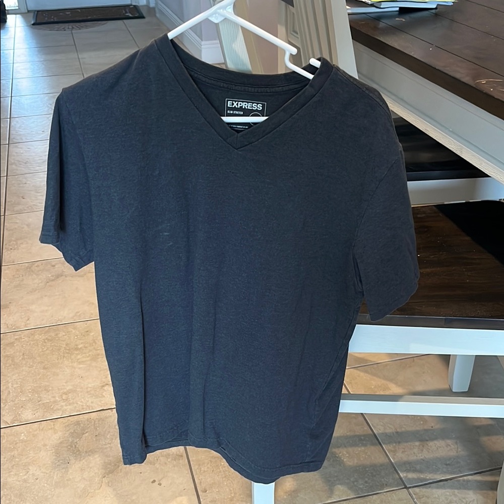 Express Men's Dark Gray V-Neck Tee